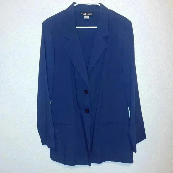 Sag Harbor Jackets & Blazers - Sag Harbor Womens Blue Notch Lapel Besom Pocket Comfort Fit Casual Dress Blazer